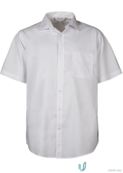 White short-sleeved button-down shirt perfect for Mosman SS Shirt workwear and uniforms