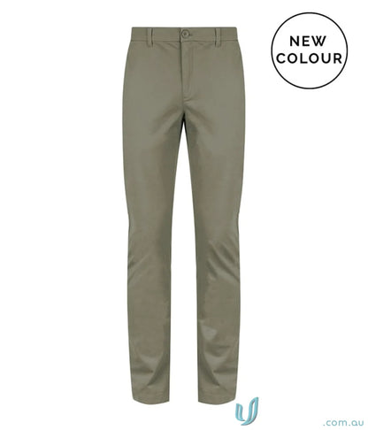 Olive-green Napier Men’s Chino Pant with coin fob pocket and chain belt loop