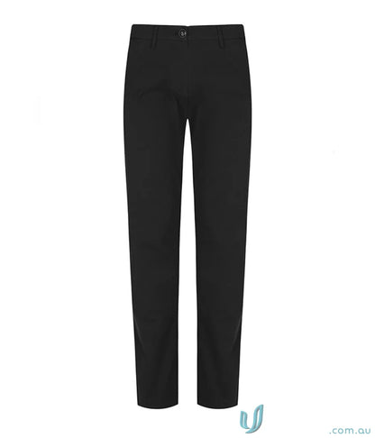 Napier Mens Chino Pant with black straight-leg trousers, coin fob pocket, chain belt loop