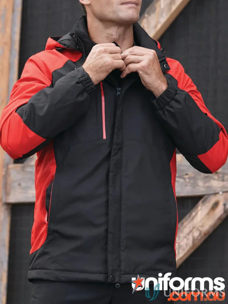 Red and black Napier Mens Jacket with zip, perfect for workwear or uniforms