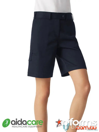 Navy blue workwear cargo shorts perfect for women’s work uniforms and casual wear
