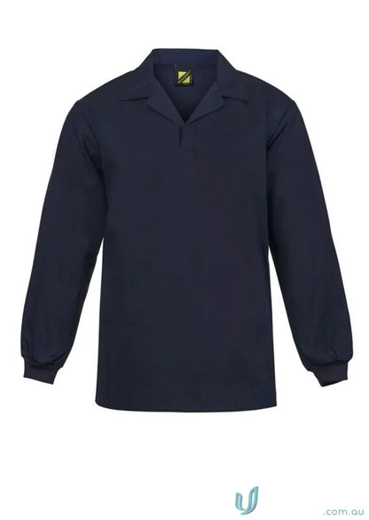 Navy blue Navy Jac LS Top with knitted cuffs, perfect for food processing plants workcraft navy jac