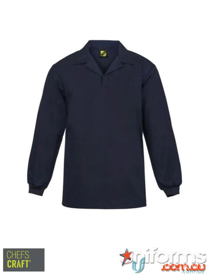 Navy Jac LS Top with knitted cuffs, perfect for workcraft navy jac in food processing plants