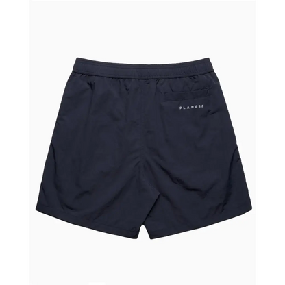 Navy Portsea Swim Shorts with white Plantify logo on back