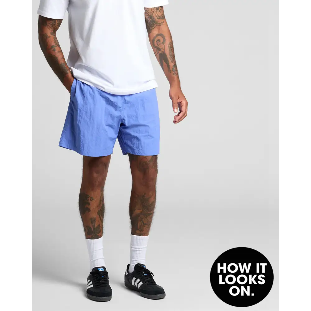 Light blue Portsea swim shorts with white drawstring and cotton pockets