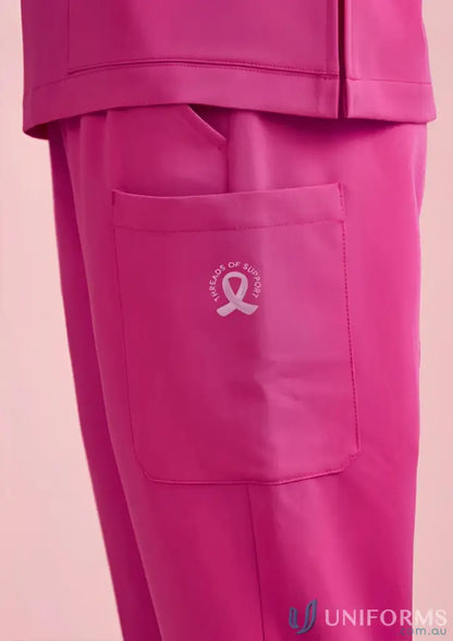 Pink jogger scrub pants from Bizcare Women’s Pink NBCF V-Neck Scrub Pant -csp241ll