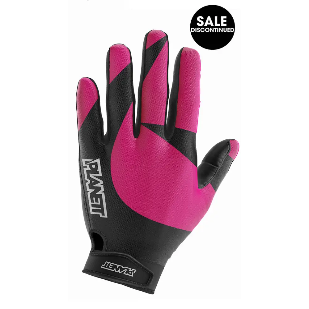 Neon pink ride gloves with textured pink and black design perfect for durable workwear and uniforms use