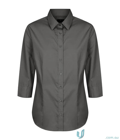 Gray Nicholson Premium Poplin 3Q Shirt with easy iron silk protein fabric