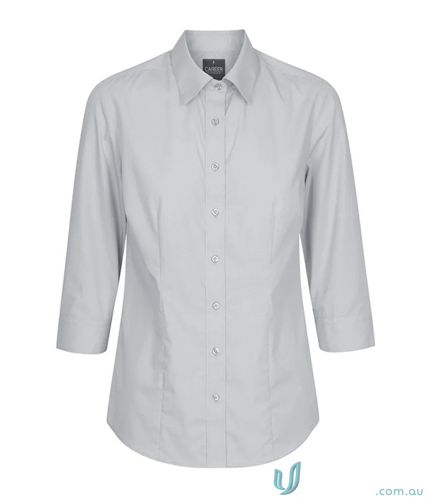 Gray Nicholson Premium Poplin 3Q Shirt with easy iron silk protein finish