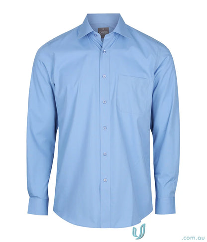 Light blue Nicholson Premium Poplin LS Shirt with a contemporary fit and long sleeves