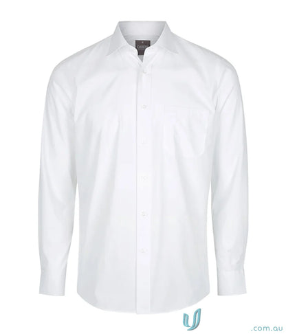 White Nicholson Premium Poplin LS Shirt with contemporary fit and poplin long sleeve