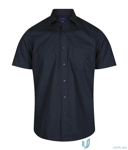 Navy Nicholson Premium Poplin SS Shirt short-sleeved dress shirt for men