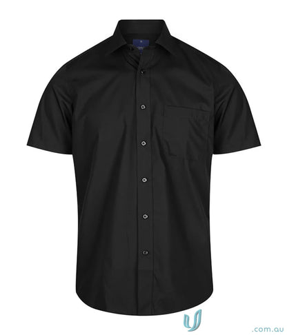 Black Nicholson Premium Poplin SS Shirt showing short-sleeved button-down style