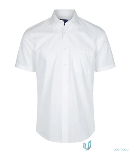 White short-sleeved Nicholson Premium Poplin SS Shirt perfect for casual style
