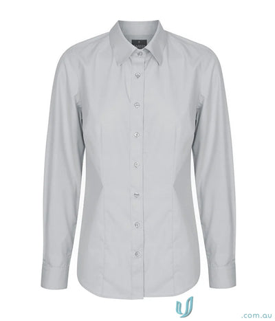 Gray Nicholson Slim Fit Long Sleeve Premium Poplin Shirt with Easy Iron Silk Protein