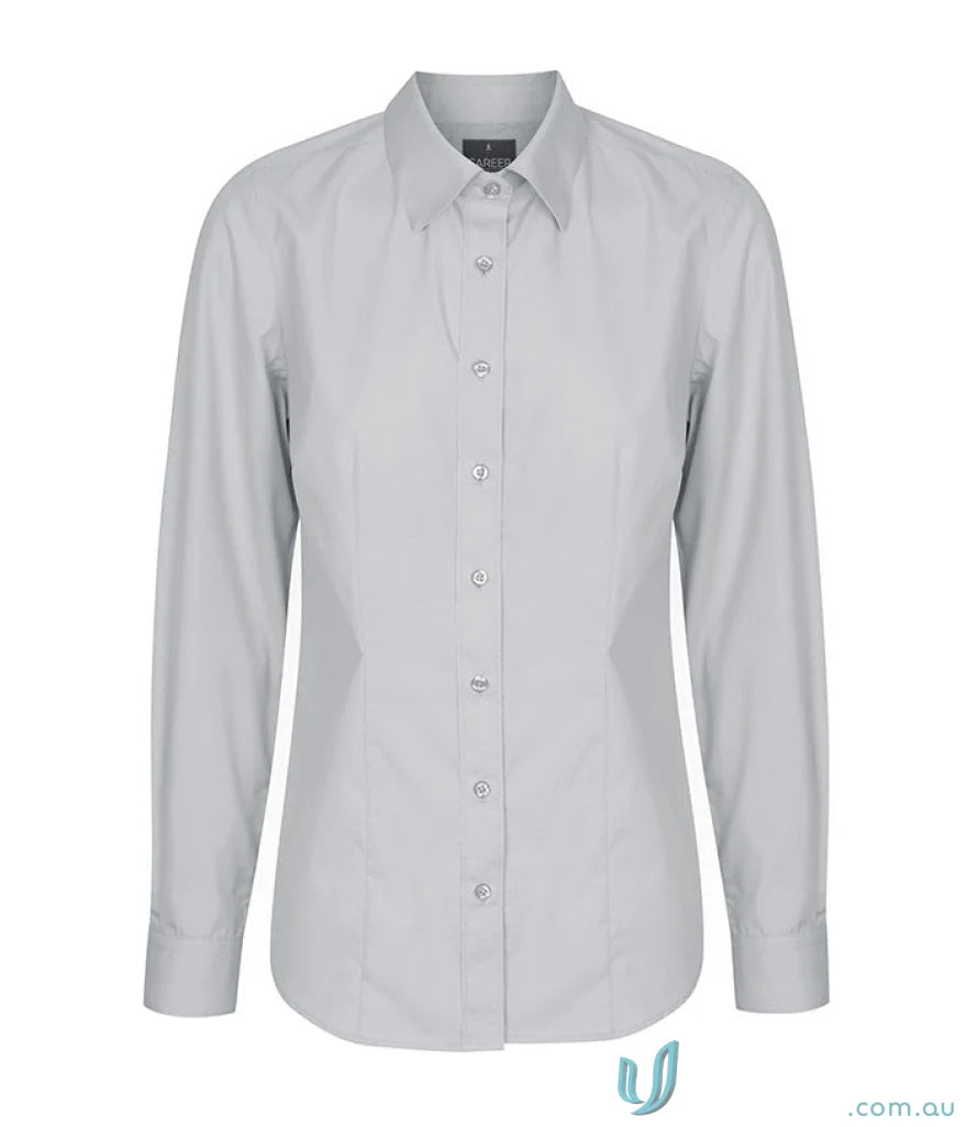 Gray Nicholson Slim Fit Long Sleeve Premium Poplin Shirt with Easy Iron Silk Protein
