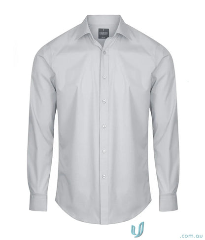 Gray long-sleeved Nicholson Slim Fit Premium Poplin Shirt for a sleek look