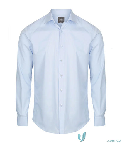 Light blue Nicholson Slim Fit premium poplin shirt with long sleeves for a sharp look
