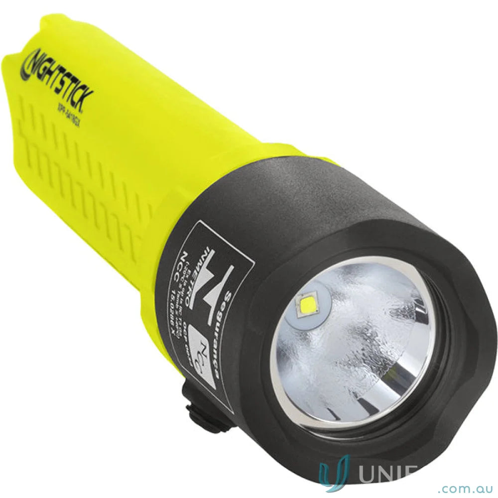 Yellow and black Nightstick flashlight for ground hazardous locations, NFPA-1971-8 IP-67 dustproof