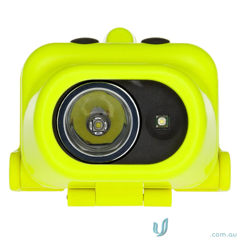 Yellow headlamp with dual light sources and clip mount for intrinsically safe headgear