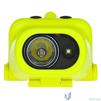 Yellow headlamp with dual light sources and clip mount for intrinsically safe headgear