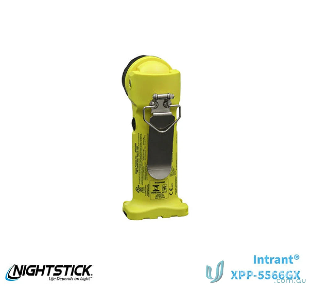 Yellow right-angle flashlight with clip, IP-67 dustproof waterproof, Intrinsically Safe glow