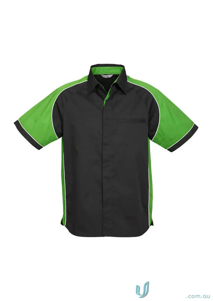 Black and green Nitro Contrast Panel Shirt with cool contrast panel design