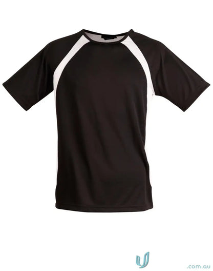 Black and white raglan Sprint Tee perfect for uniforms or casual workwear