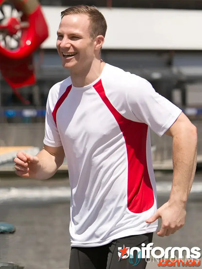 White and red Sprint Tee athletic t-shirt ideal for work uniforms or sportswear