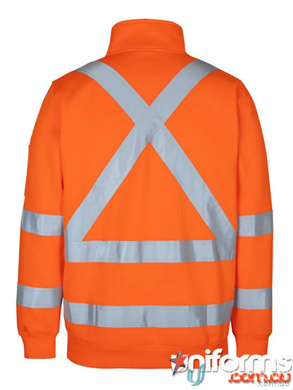 Orange high-visibility jacket from NSW QLD Rail X-Back Half Zip Jumper collection