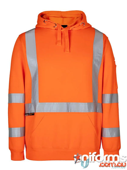 Orange high-visibility hoodie with reflective tape from NSW QLD Rail X-Back Hoodie