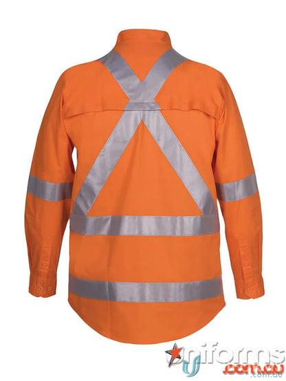 Orange high-vis workwear shirt from NSW/QLD Rail X-Back work uniforms collection