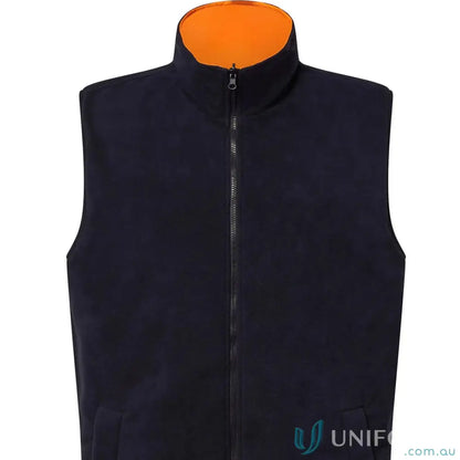Dark blue NSW Rail reflective 4-in-1 jacket with orange collar and hand warmer pockets