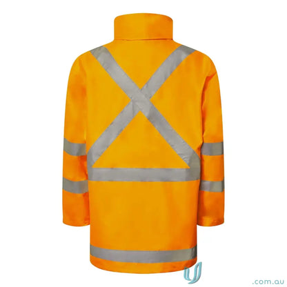 Orange NSW Rail Hi Vis Reflective 4-in-1 Jacket with hand warmer pockets