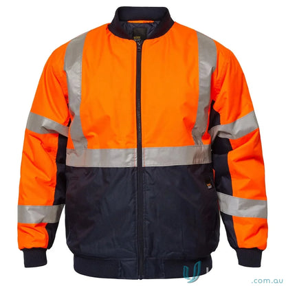 Orange and navy blue NSW Rail Tempest Taped Bomber Jacket for high visibility wear