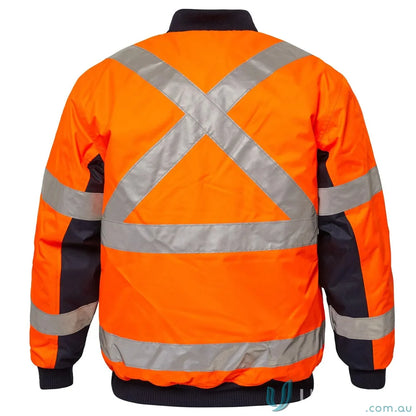 Orange NSW Rail Tempest Taped Bomber Jacket with reflective stripes for safety
