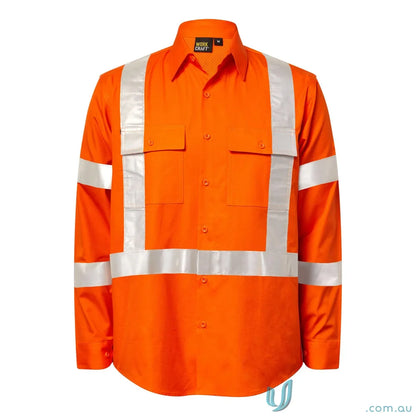 Orange nsw reflective ripstop rail shirt with reinforced stress points for safety