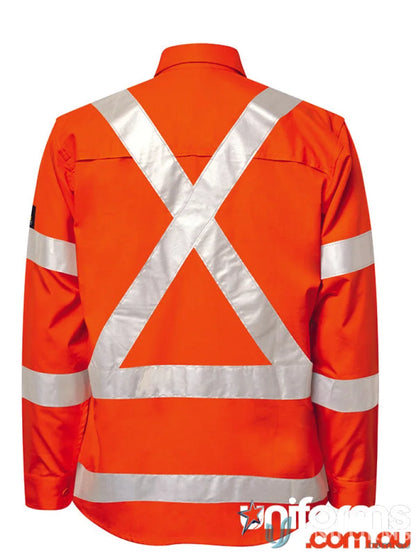 Orange NSW Reflective Ripstop Rail Shirt with reinforced stress points for work safety