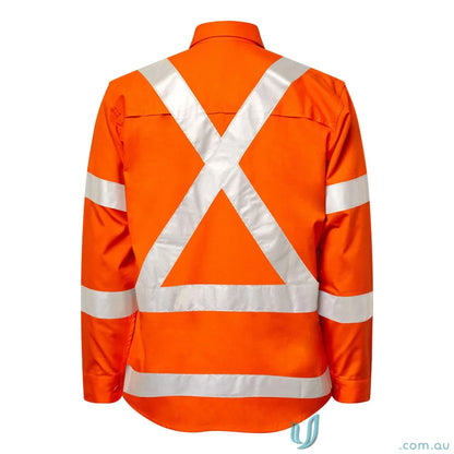 Orange NSW Reflective Ripstop Rail Shirt with reflective stripes and reinforced stress points
