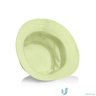 Light green nylon bucket hat with wide brim, soft, quick-dry recycled nylon material