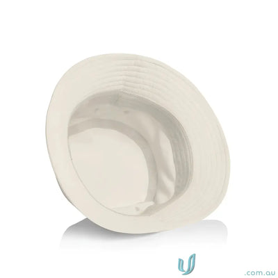 Off-white nylon bucket hat with ribbed brim and quick-dry recycled nylon design