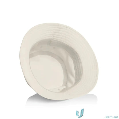 Off-white nylon bucket hat with ribbed brim and quick-dry recycled nylon design