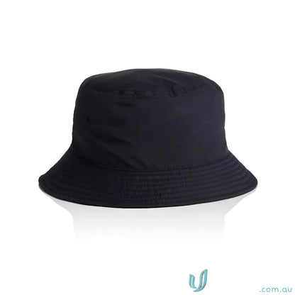 Plain black nylon bucket hat with ribbed brim, lightweight quick-dry recycled design
