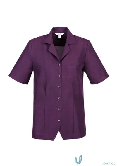 Purple short-sleeved Oasis Plain Overblouse made with Biz ComfortCool fabric