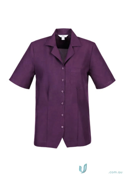 Purple short-sleeved Oasis Plain Overblouse made with Biz ComfortCool™ fabric