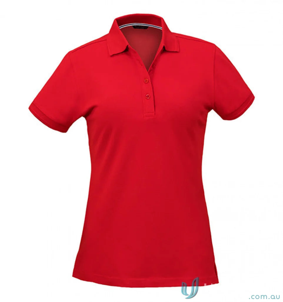 Vibrant red Oceanic Polo shirt with collar and short sleeves, perfect for uniforms or workwear