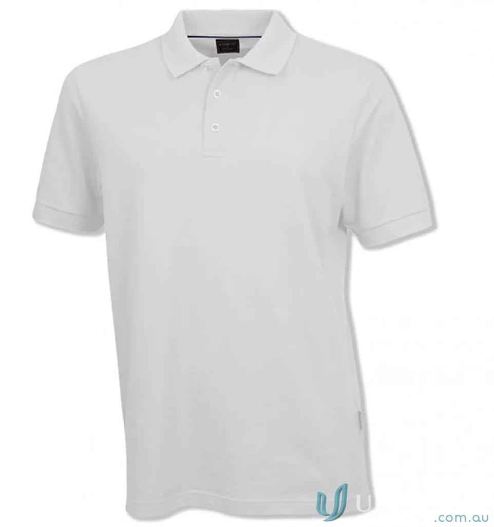 Plain white Oceanic S/S Polo shirt with a collar, perfect for uniforms or workwear