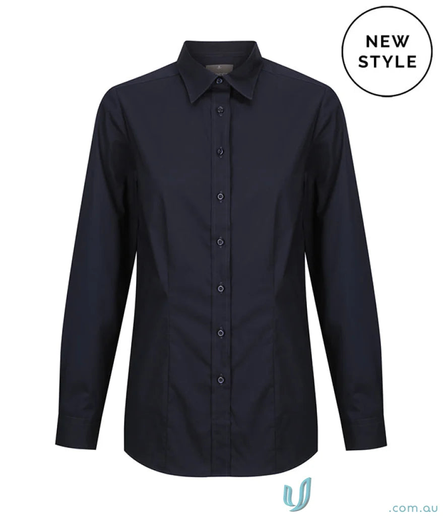 Navy blue Olsen Cotton Stretch Shirt - stylish cotton stretch shirt for casual looks