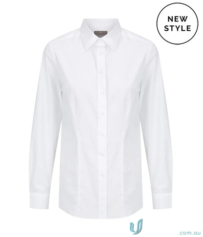 White long-sleeved Olsen Cotton Stretch Shirt for a comfy, versatile look