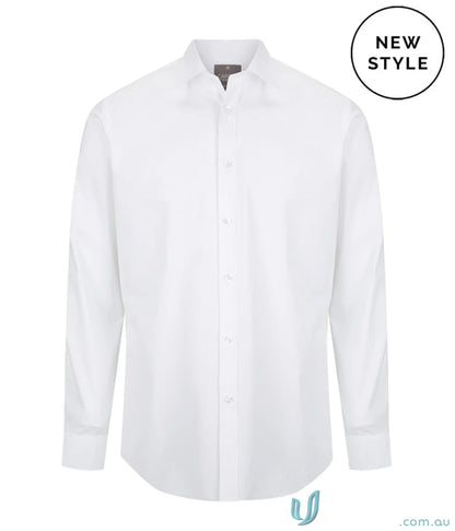 Olsen Cotton Stretch Shirt in white slim fit long-sleeved dress shirt for men